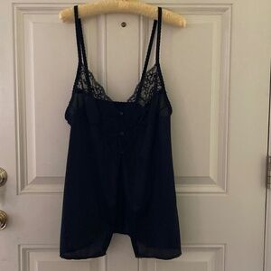 Vintage Maidenform Black Lace Trimmed Camisole/Button Front/Sz M/NEW/NEVVER WORN